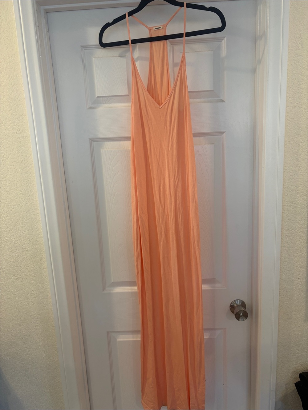 Monrow - Lightweight Peach Maxi Slip Dress with Thin Straps